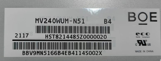 MV240WUM-N51 BOE 24.0&quot; 1920 ((RGB) × 1200, 250 cd/m2 산업용 LCD 디스플레이